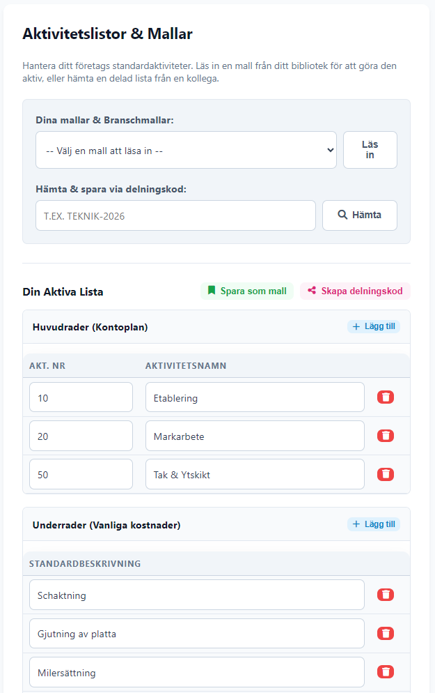 Skärmbild på inställningar